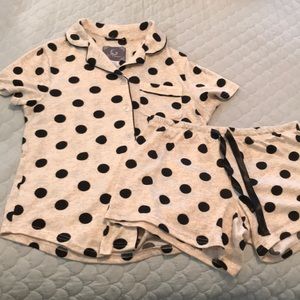 Tan with black polka dots pajama set